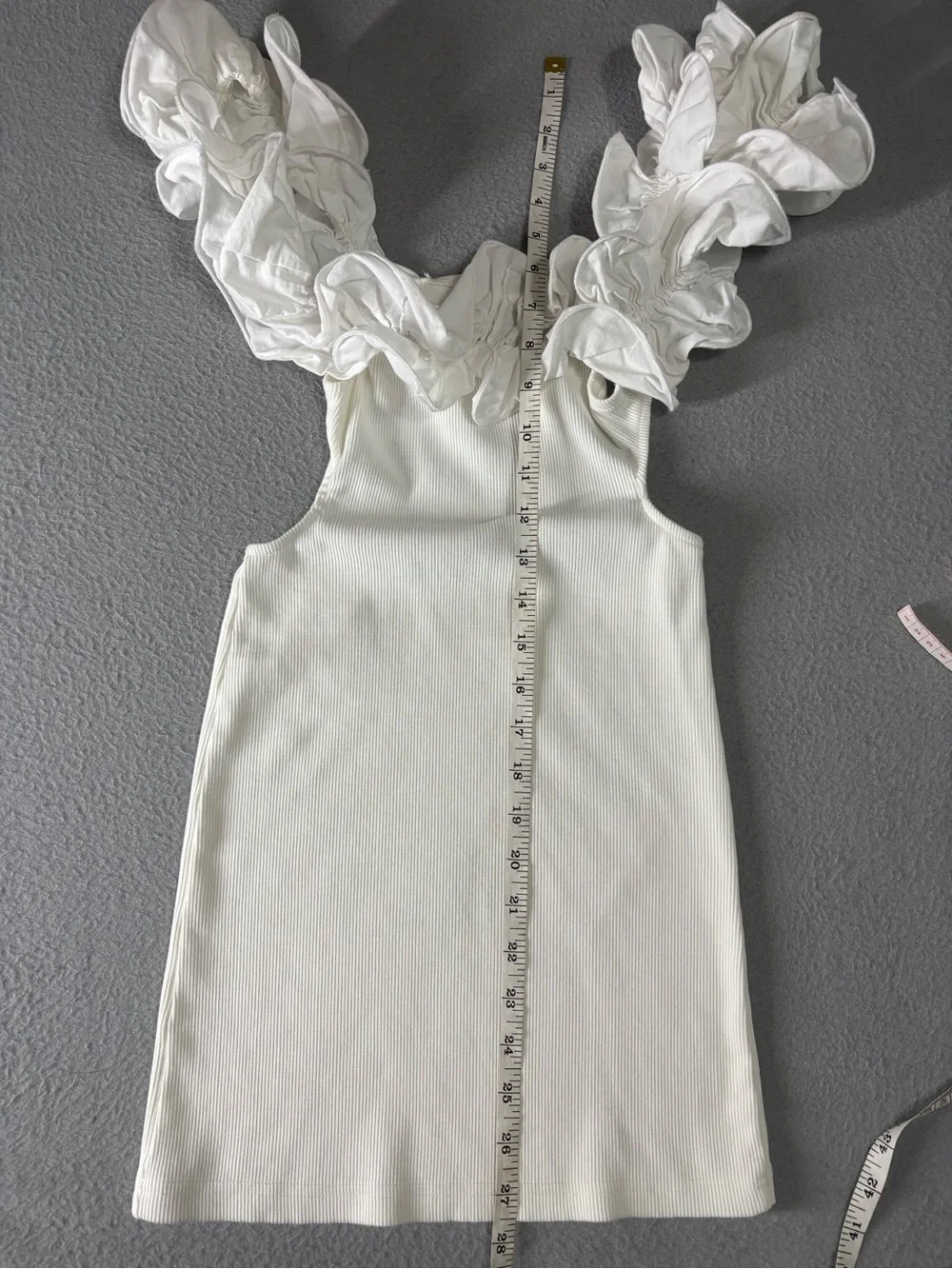 Zara White Ruffle-Trim Tank Chemise